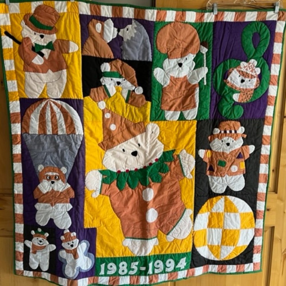 Marshall Fields Santa Bear Blanket celebrating first 10 years of the Santa Bear!